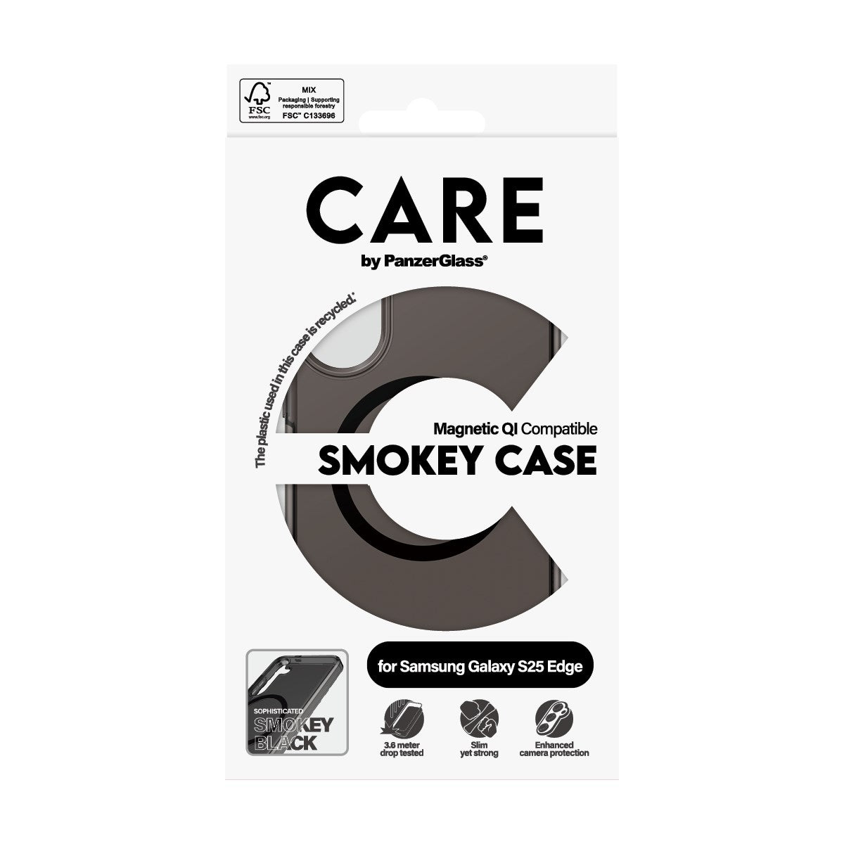 CARE by PanzerGlass® Flagship Case Urban Combat Smokey m. Schwarz Qi Compatible Samsung S25 Edge